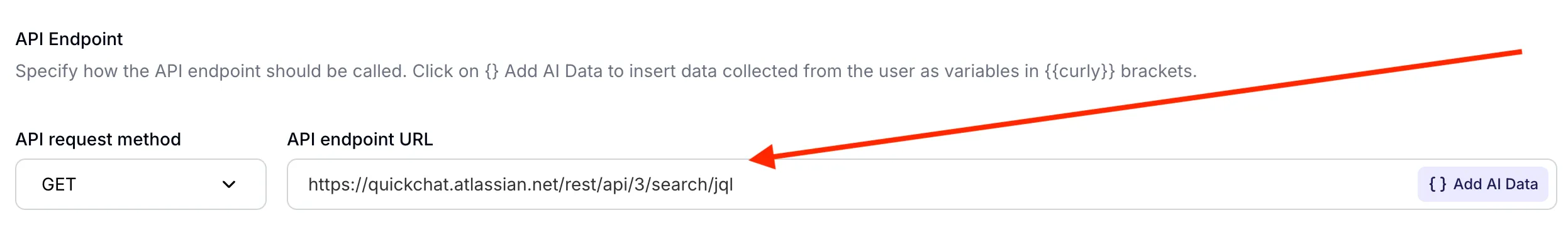 URL de l’endpoint API