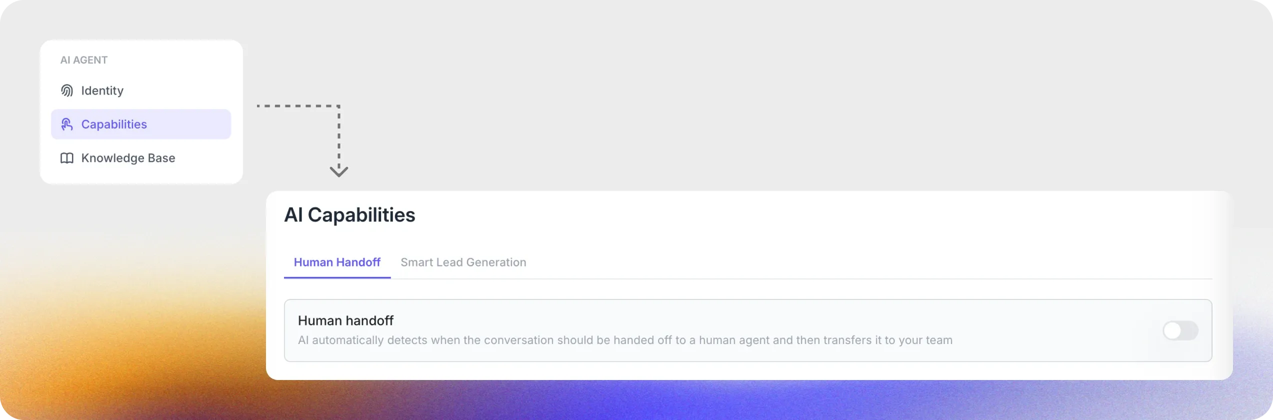 Activation du transfert dans l’app Quickchat AI.