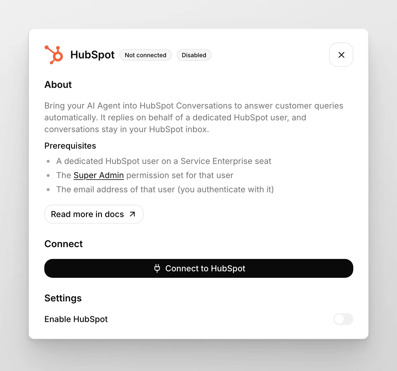 O painel do HubSpot em Aplicativos externos