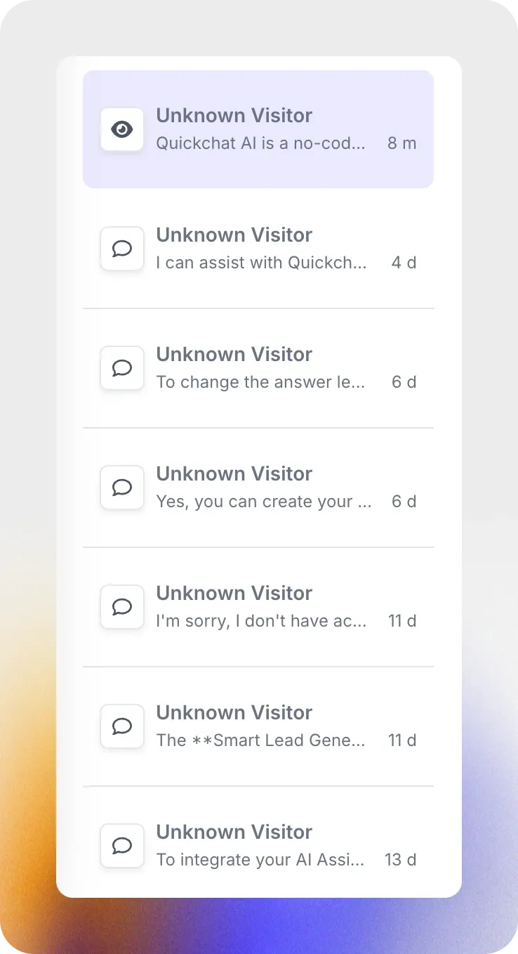 Liste des conversations dans l’Inbox