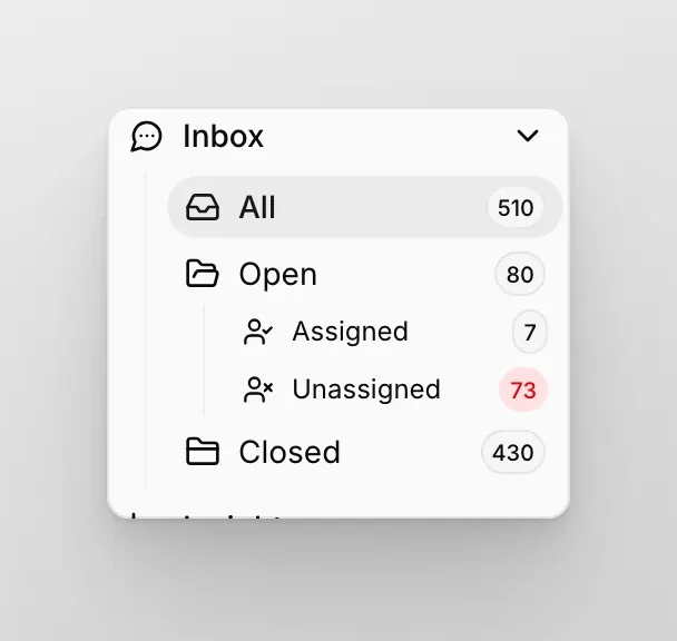 Inbox‑Ansichten in der Quickchat‑App
