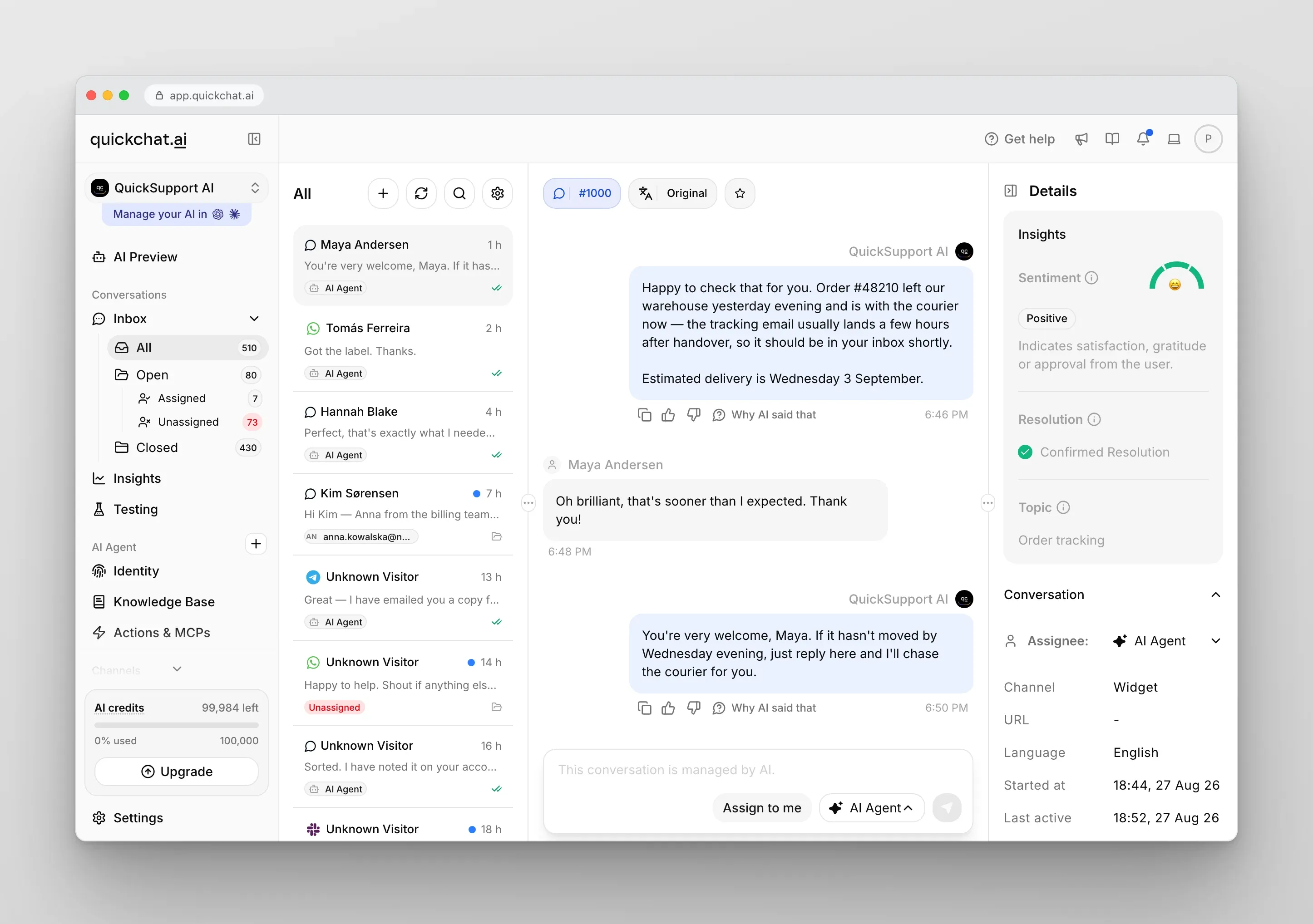 Quickchat AI Interface