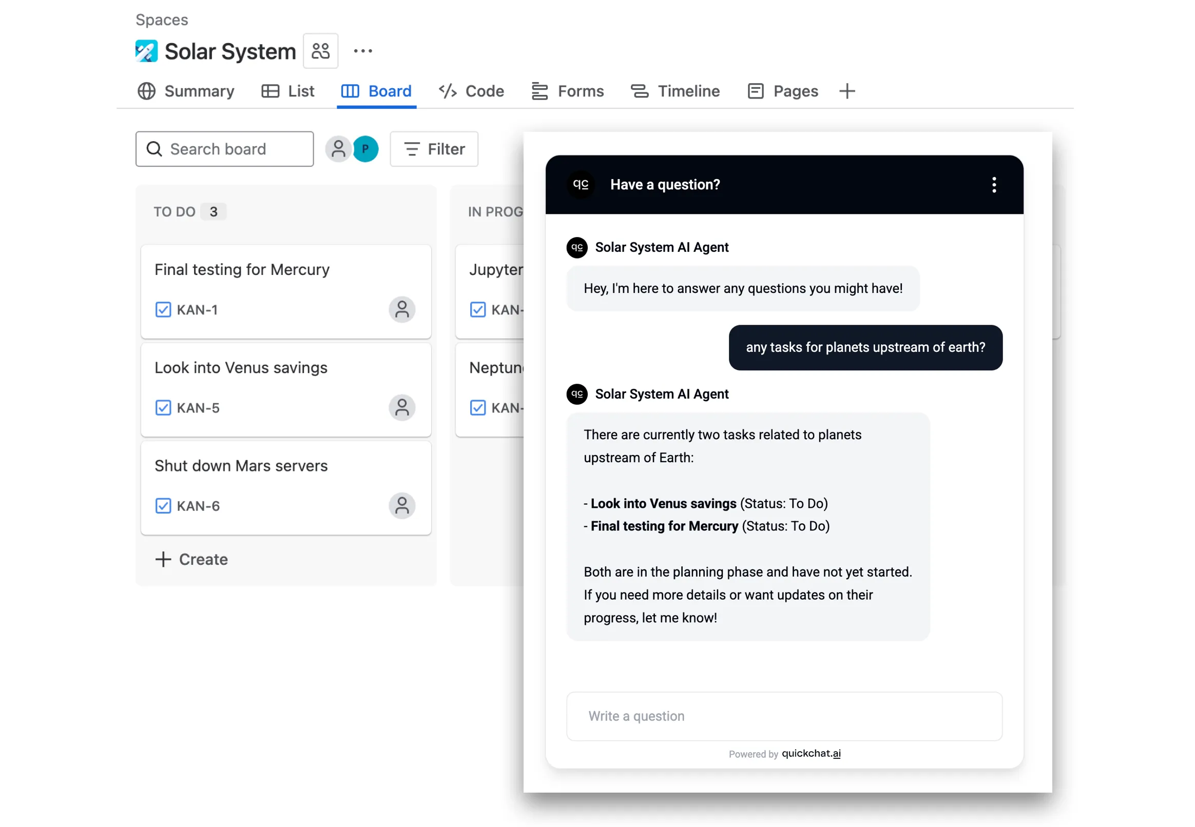 Exemple d’issues Jira et conversation