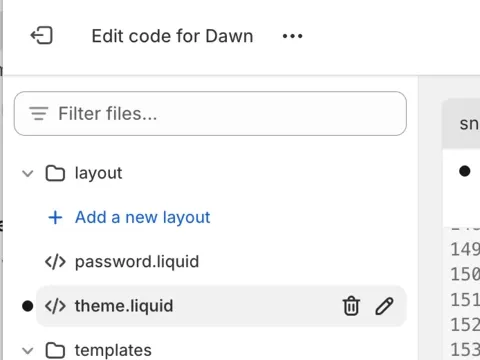 Open theme.liquid